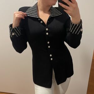 *VINTAGE* St. John Evening by Marie Gray Studded Rhinestones Collar Cardigan